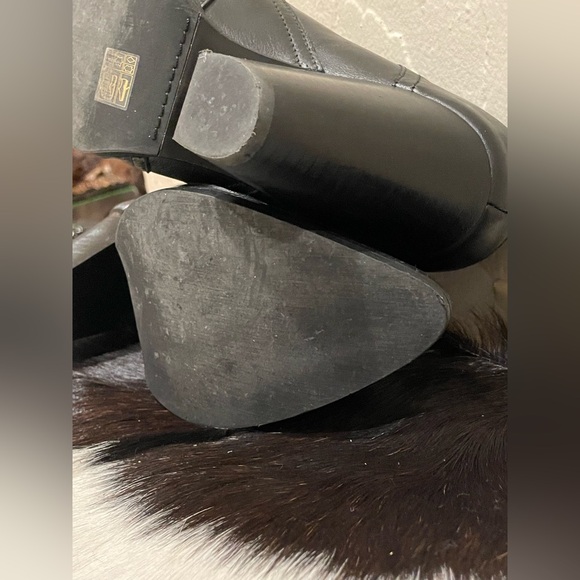 FREDA SALVADORE Reba Western Mule Calf Black Leather Heeled Mules - Picture 13 of 16